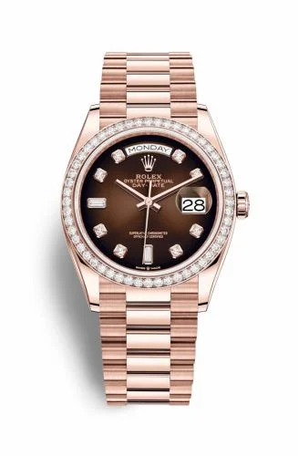 Rolex Day-Date 36 Everose Gold / Diamond / Brown Ombré-Diamond / President 128345RBR-0040 (M128345RBR-0040)